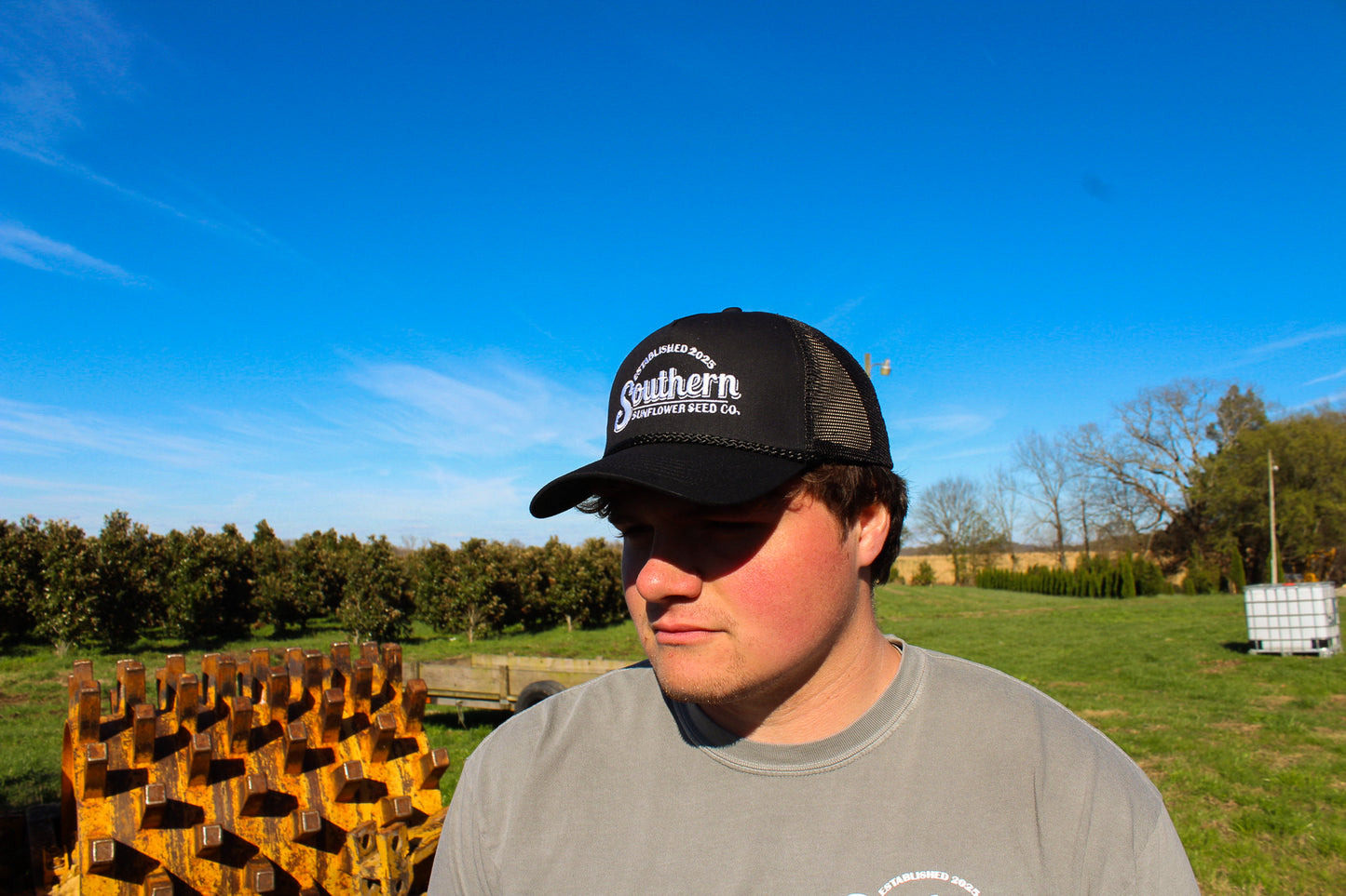 Black Southern Sunflower Seeds Trucker Hat