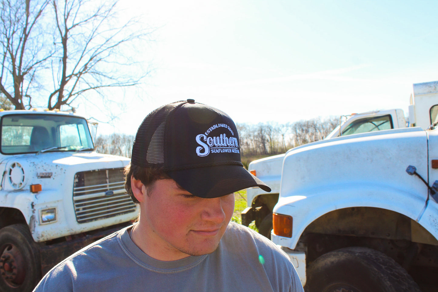 Black Southern Sunflower Seeds Trucker Hat