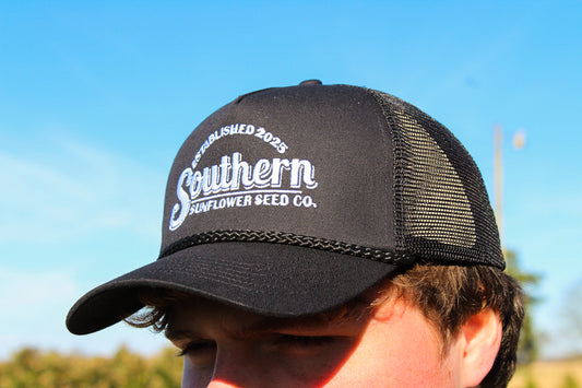 Black Southern Sunflower Seeds Trucker Hat