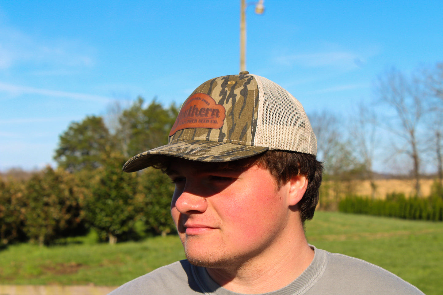 Southern Sunflower Seeds Bottomland Camo Mossy Oak Trucker Hat