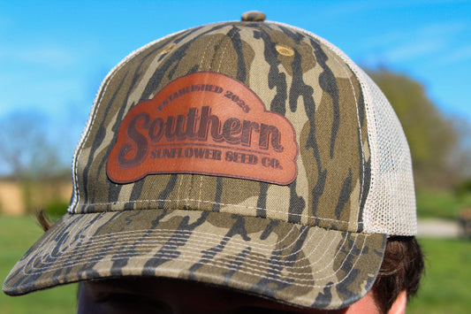 Southern Sunflower Seeds Bottomland Camo Mossy Oak Trucker Hat