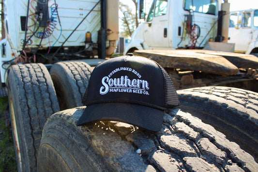 Black Southern Sunflower Seeds Trucker Hat